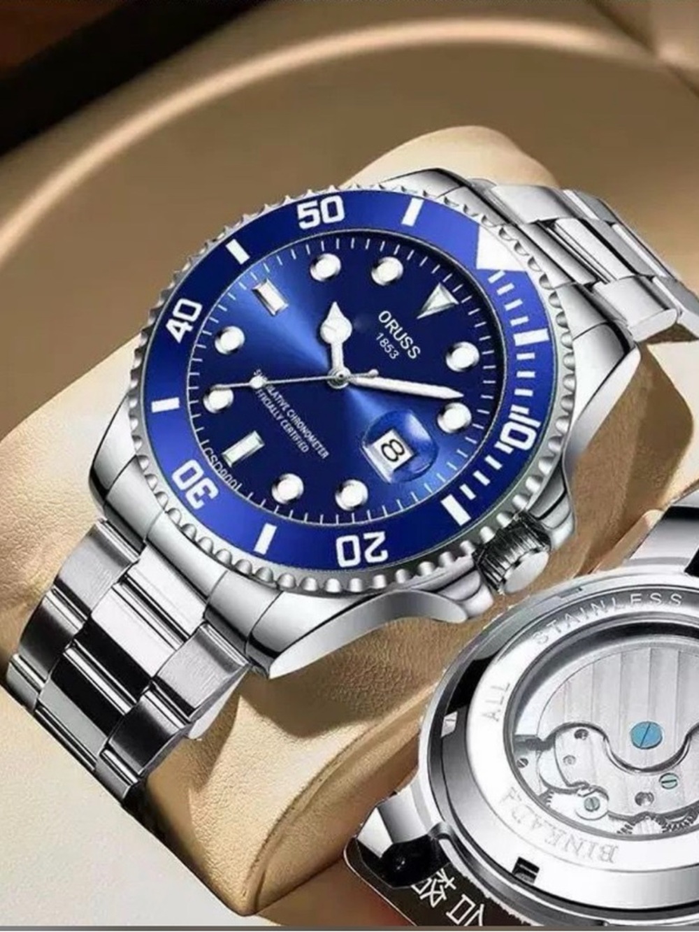 ORUSS Blue Dive Watch - Stainless Steel Bracelet